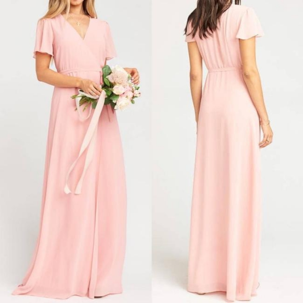 Dusty blush Light Pink Wrap Maxi Dress